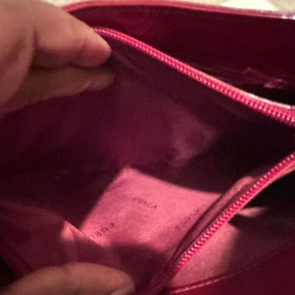 Furla Patent Leather Shoulder Bag Purse Red Buckle Strap Fall Winter Statement - Picture 10 of 15